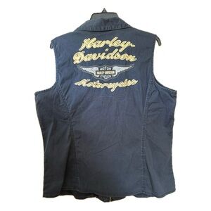 Harley Davidson Motorcycles Vest Shirt Black Sleeveless Embroidered Logo 2XL
